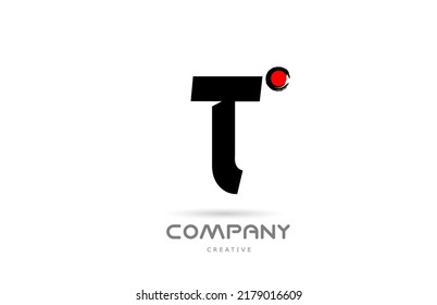 einfaches, schwarz-weißes T-Alphabet-Buchstaben Logo-Design mit japanischer Schrift. Kreative Vorlage für Unternehmen und Unternehmen mit rotem Punkt