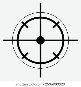 A simple black and white target symbol with concentric circles and crosshairs.