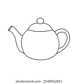 Simple black and white teapot outline on white background