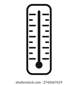 Simple black and white thermometer icon, indicating rising temperature