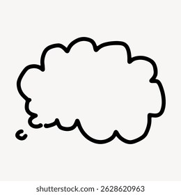 Simple black and white thought bubble illustration. Thought bubble with cloud-like shape. Perfect for comics, doodles, and creative designs. Cute doodle vector.