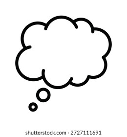 Icono simple de la burbuja del pensamiento en blanco y negro sobre fondo blanco