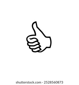 Simple black and white thumbs up icon illustration.