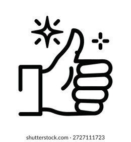 Simple black and white thumbs up icon symbolizing approval and satisfaction