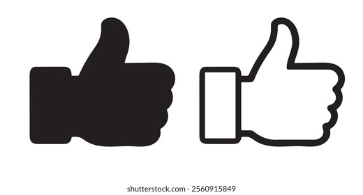 Simple Black and White Thumbs Up Icons for Social Media	
