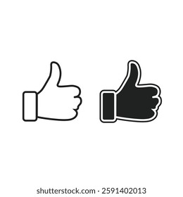 Simple Black and White Thumbs Up Icons for Social Media