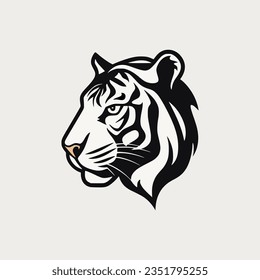 simple black white tiger wild animal beautiful nature logo vector illustration template design