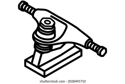 Simple black and white track isometrics icon, skateboard parts