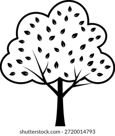Simple ilustración de árbol en blanco y negro