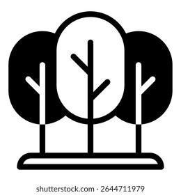 Simple black and white tree silhouette, suitable for nature, ecology, and environmental themes in digital content.