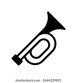 Simples Preto e Branco Tuba Ícone para Temas Musicais e Designs