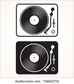 Simple black and white turntable vector illustration