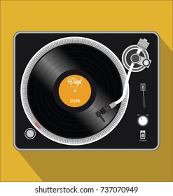 Simple black and white turntable vector illustration