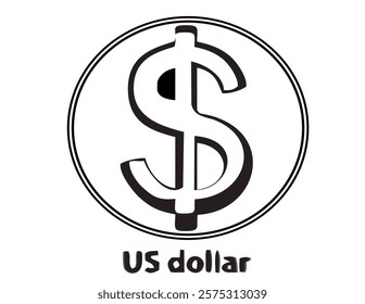 simple black and white US Dollar vector line art