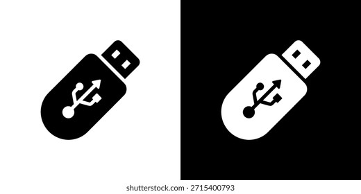 Simple Black and White USB Flash Drive Icon Design Illustration Element