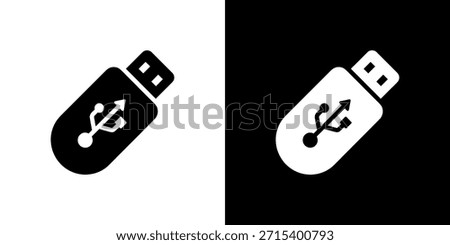 Simple Black and White USB Flash Drive Icon Design Illustration Element