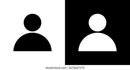 Simple black and white user profile icons isolated on contrasting backgrounds. Ideal for website or app design.