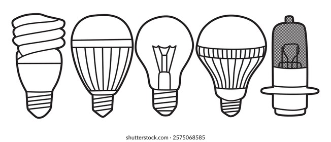 simple black and white various lamp vector image