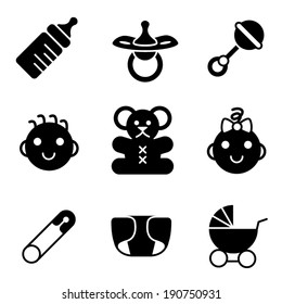 Simple Black White Vector Baby Icons Stock Vector (Royalty Free ...