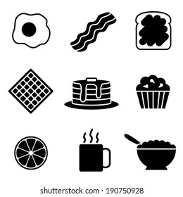 Simple black and white vector breakfast icons