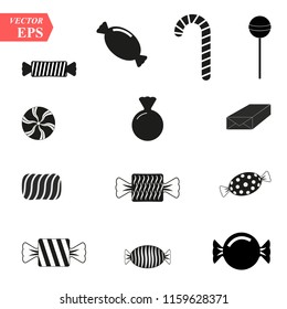 Simple black and white vector candy icons