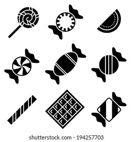 Simple black and white vector candy icons