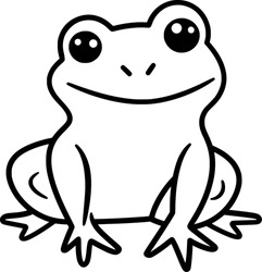 A Simple Black And White Vector Drawing Of Frogs, Pond, Nature, Water Lilly