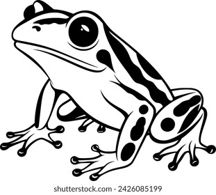 Un simple dibujo vectorial en blanco y negro de ranas, estanque, naturaleza, lirio de agua