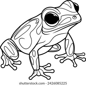 A simple Black and white vector drawing of Frogs, Pond, Nature, Water Lilly