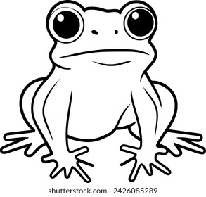 A simple Black and white vector drawing of Frogs, Pond, Nature, Water Lilly