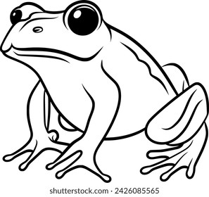 A simple Black and white vector drawing of Frogs, Pond, Nature, Water Lilly