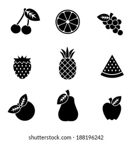 Simple Black And White Vector Fruit Icons