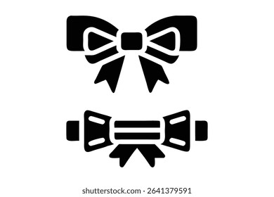 Simple, black and white vector graphic featuring two bowtie shapes.