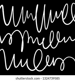 Simple black and white vector hand drawn lines pattern, background with ink shapes. Universal trendy print for fabrics and other. Modern stylish surface in scandinavian style