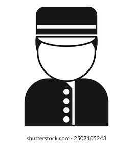 Simple black and white vector of a hotel porter wearing a uniform