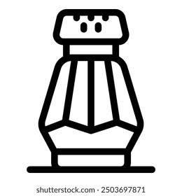 Simple black and white vector icon of a salt shaker sitting on a table, ready to be used