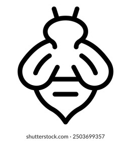 Simple black and white vector icon of a honeybee spreading its wings