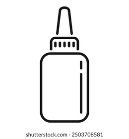 Simple black and white vector icon of a bottle with a long pointed applicator tip, perfect for representing glue or other crafting adhesives