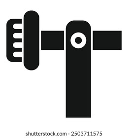 Simple black and white vector icon of a bicycle dynamo generating power for a front light