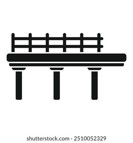 Simple black and white vector icon of a bridge connecting two sides