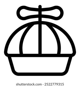 Simple black and white vector icon of a bamboo steamer basket with a lid