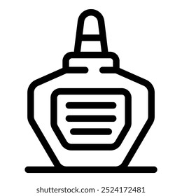 Simple black and white vector icon of a glue bottle with its cap on, resting on a surface