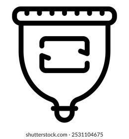 Simple black and white vector icon of a reusable menstrual cup promoting sustainability during menstruation