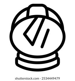 Simple black and white vector icon of an astronaut helmet with a modern design, perfect for representing space exploration