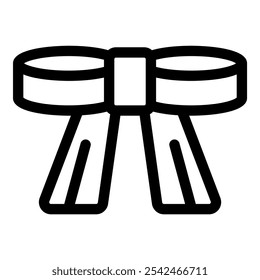 Simple black and white vector icon of a white belt, representing the first level in many martial arts