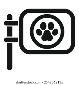 Icono de Vector blanco y negro simple que representa un signo que indica un área donde se permiten perros