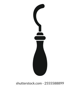 Simple black and white vector icon of a shoemaker awl, a tool for piercing holes