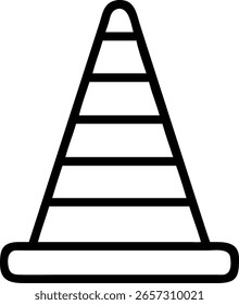 Un simple ícono de Vector blanco y negro de un cono de tráfico, utilizado para la seguridad vial.