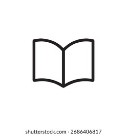 Simple black and white vector icon of an open book, perfect for education, reading, and knowledge-related designs.