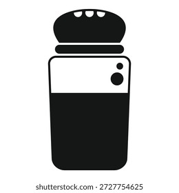 Simples ícone de vetor preto e branco de um shaker de sal ou pimenta, perfeito para representar cozimento, jantar ou intensificação de sabor